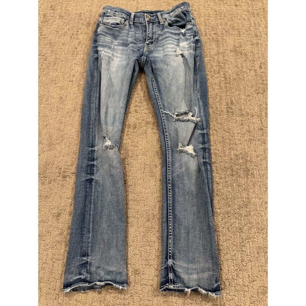 BKE Jeans 30x32 Blue Denim Alec Straight Light Wash Distressed (C1)